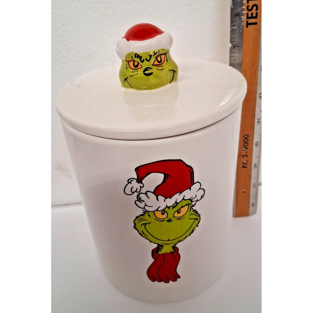 DR.SEUSS HOW THE GRINCH STOLE CHRISTMAS CANISTER / COOKIE JAR SANTA